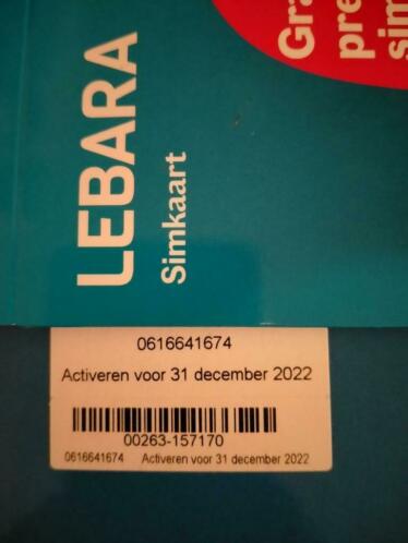 06-1664-1674 Unieke Mooie LEBARA SIMKAART Kosten Geld
