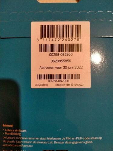 06-20-855-856 Unieke Mooie Simkaart Lebara Mobile 