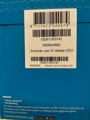 06-2.664-3.663 Unieke Mooie Simkaart Nr Lebara Mobile