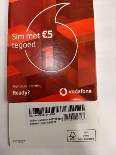 06-2755-2855 Unieke Mooie VODAFONE SIMKAART Kosten Geld