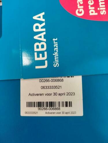 06-3-3-3-3-3-521 Unieke Mooie LEBARA SIMKAART Kosten Geld