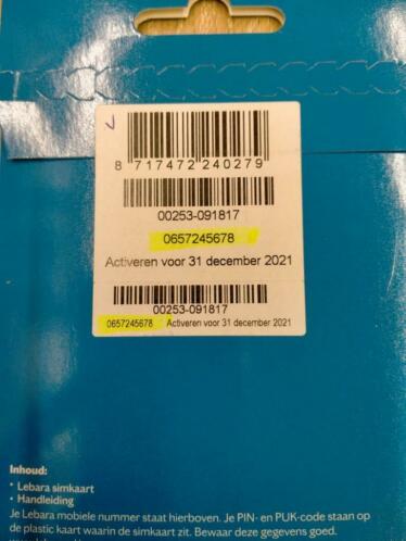 06-572-4-5-6-7-8 Unieke Mooie Simkaart Lebara Mobile 