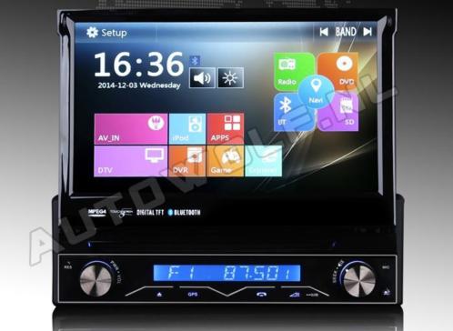 1 din 7 inch klapscherm autoradio met navigatie en dvd