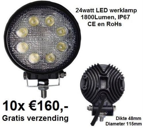 10 x LED werklamp 24Watt, IP67 voor 160,-