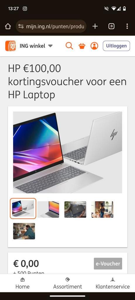 100 kortingsvoucher HP laptop