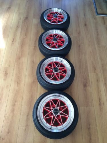 15 inch Drag wielen met BBS bouten en Bridgestone Potenza 