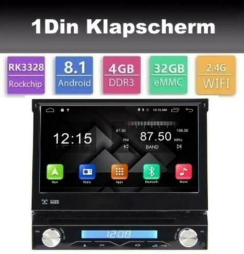 1din radio klapscherm android 8.1 wifi dab carkit 4g32gb