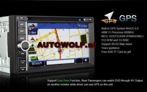 2 din 6,2 inch 3g autoradio met gps navigatie en dvd