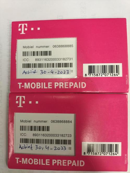 2 TOP SERIE Mooi 06 Nummers T-Mobile Prepaid Samen Set