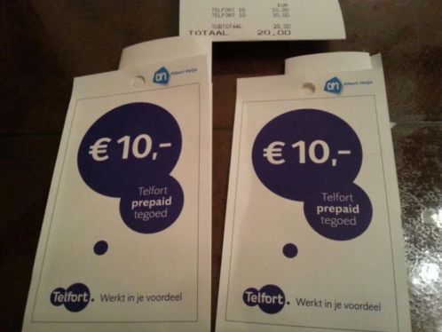 20 euro telfort prepaid beltegoed (2x10)