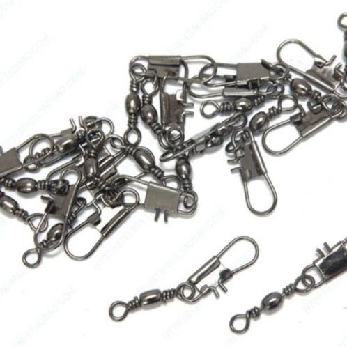 200PCS Fishing Accessories Barrel Bearing Swivel Solid Rings
