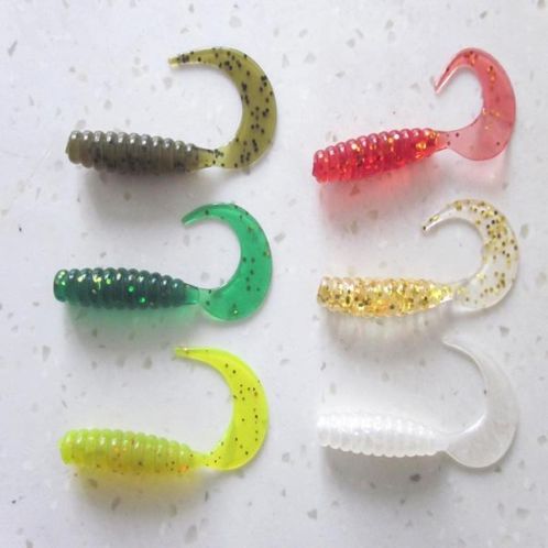 20pcs Fishing Worm Lures Soft Bait Bass Lures