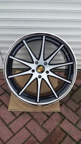 22 inch concave breedset velgen voor porsche met RVS rand