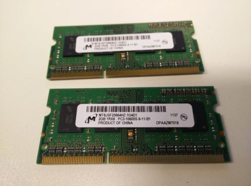 2x 2GB Macbook PRO geheugen PC3 SODIMM
