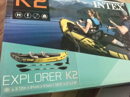 2x Opblaasbare Intex Explorer kano K2(compl.met doos en tas)