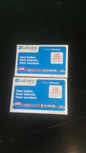 2x sim kaart  15,- beltegoed