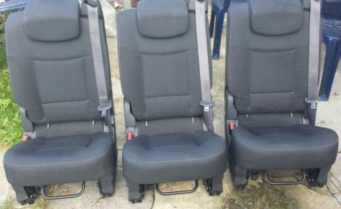 3 zwart stoffen Renault Espace IV stoelen 2006-2014