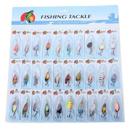 30x Metal Fishing Lures Spinners Baits Assorted Fish Hooks