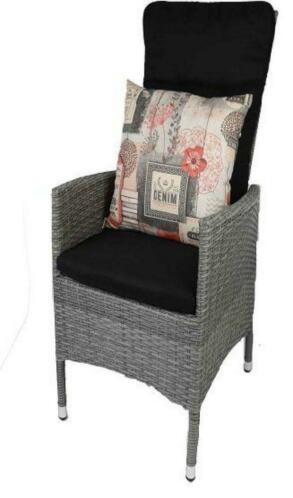 4HomeampGarden Verstelbare wicker tuinstoel Corfu Dark Grey