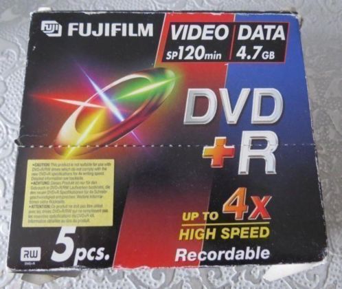 5 stuks Fujifilm DVD R recordable video SP 120 min data 4,7