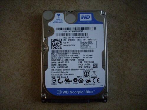 500 GB WD Scorpio Blue Harddisk met Legaale Windows 10  kay