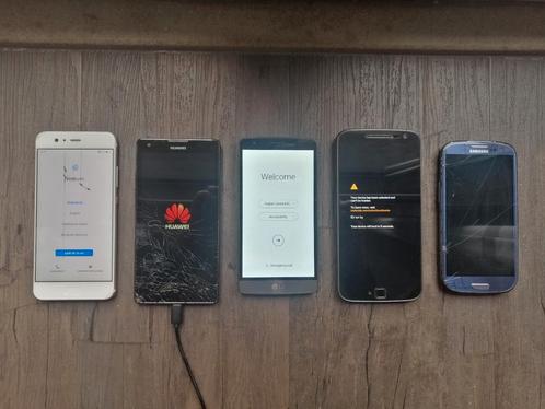 5x (defecte) mobieltjes Huawei, Samsung, Motorola en LG