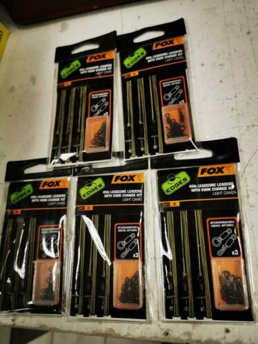 5x fox edges leadcore leaders 45lb with quick change kit