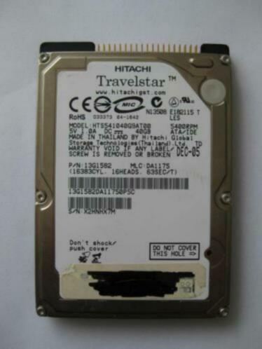 5x Hitachi 40GB 5400rpm 2,5034 IDE laptop harddisk