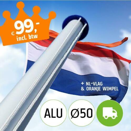 6 meter vlaggenmast actie set Nederlands vlag en wimpel  99