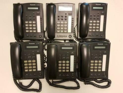 6 Panasonic KX-T7665 telefoontoestellen, zwart