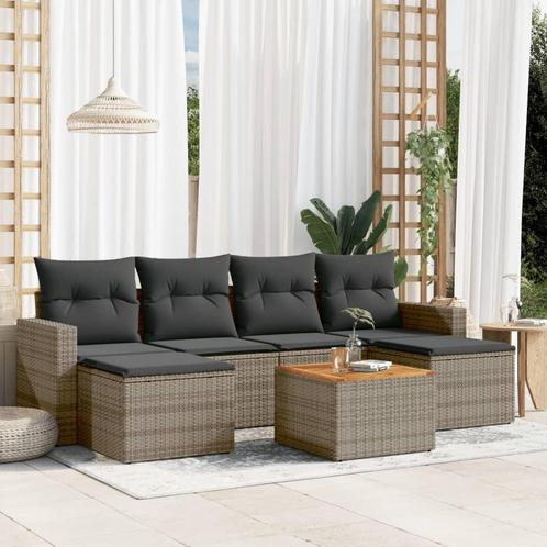 7-delige Loungeset met kussens poly rattan grijs Normale pri