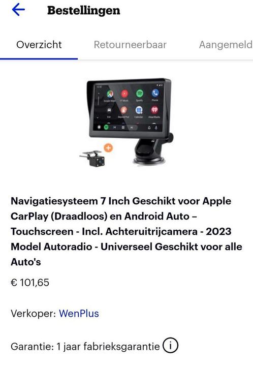 7 inch carplay met achteruit rij camera