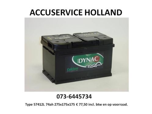 74 ah 12v ACCU 57412L 27.5x17.5x17.5 nieuwe start accu kopen