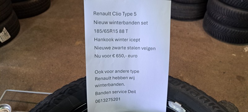Renault Clio winterbanden 185/65R15 88 T NIEUW Hankook