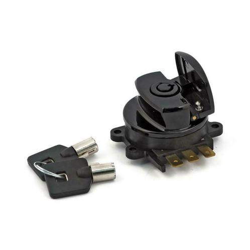 96-UP IGNITION SWITCH, SIDE HINGE TYPE. BLACK Gloss black.