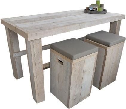 Aanbieding Bartafel met krukken van steigerhout
