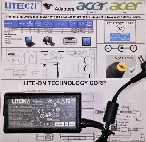 Acer LITE-ON PA-1650-86 19V 3.42A 65W Adapter Voeding Lader