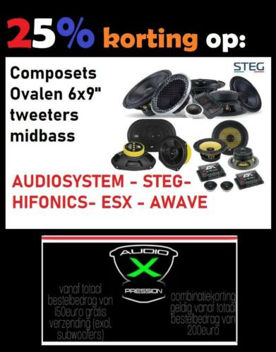 ACTIE 25 korting- AudioSystem - STEG- ESX - HIFONICS