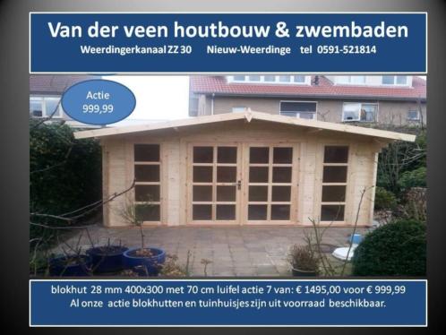  actie Blokhut 400x300 cm 28 mm met dubbele deur 999,99