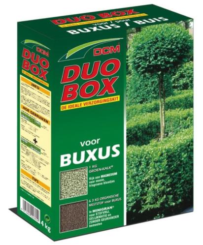 ACTIE DCM DUO BOX Buxus meststof 4kg. NU 5 euro