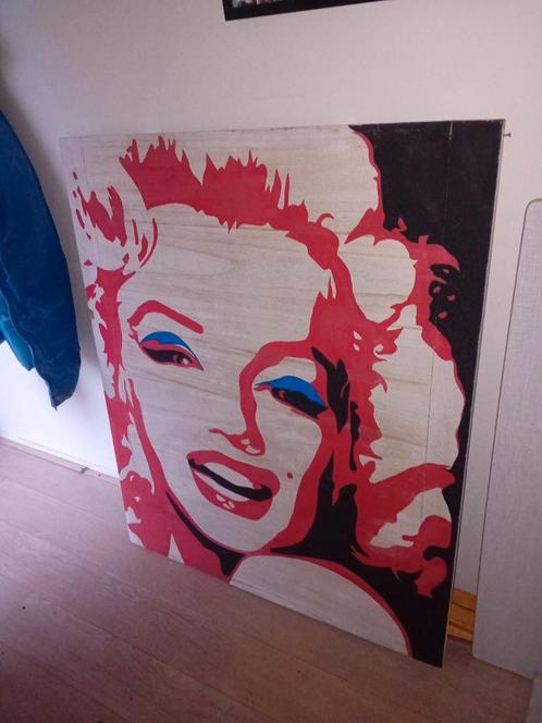 Afbeelding  schilderij op hout Marilyn Monroe 120x100cm