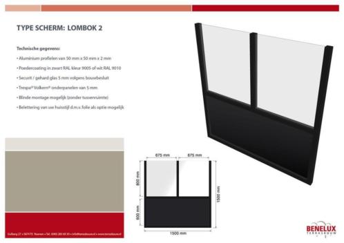 Aktie terrasschermen let op 150cm breed, nog 6 stuks