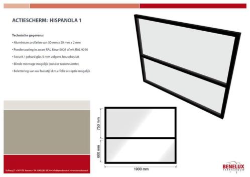 AKTIE TERRASSCHERMEN LET OP 190cm BREED, nog 8 stuks.