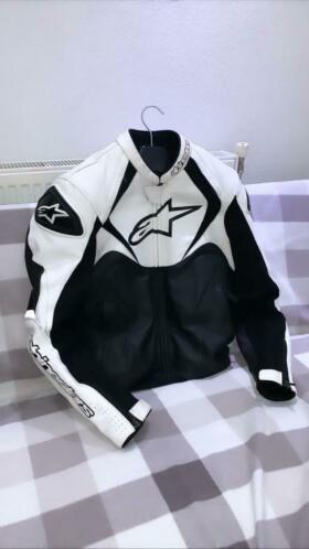 Alpinestars zwart wit leer motorjas