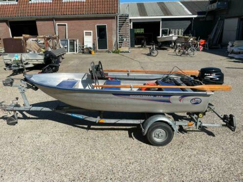 Aluminium boot met stuur 9,8 pk incl. Trailer