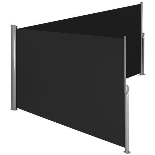 aluminium windscherm - dubbel - 160x600 cm - zwart - 402332