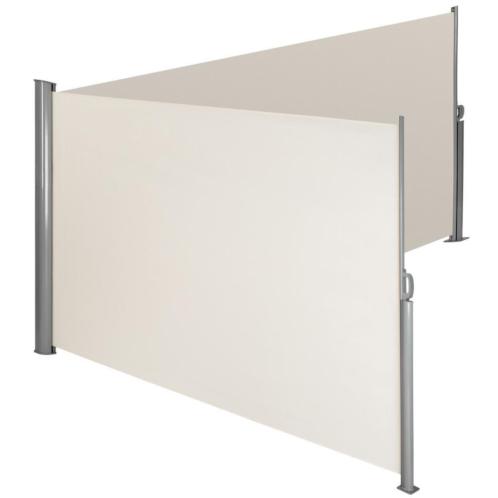 aluminium windscherm - dubbel - 180x600 cm - beige - 402336