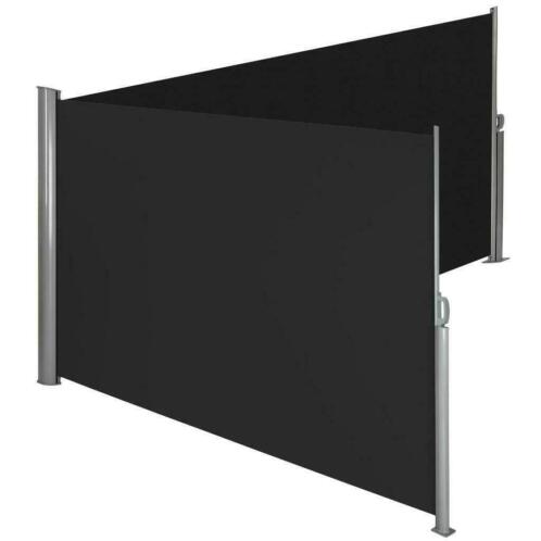 aluminium windscherm - dubbel - 180x600 cm - zwart - A402335