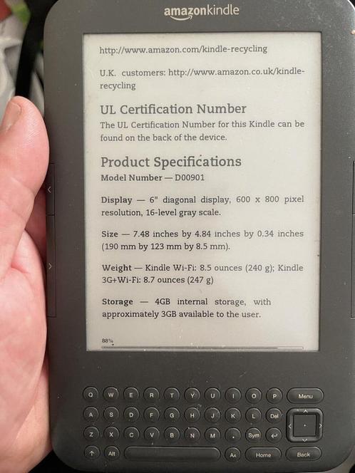 Amazon Kindle 3 Paperwhite WiFi en SIM kaart versie kompleet