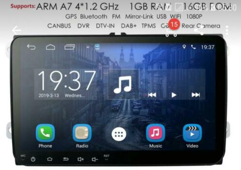 Android dubbeldin radio Volkswagen 